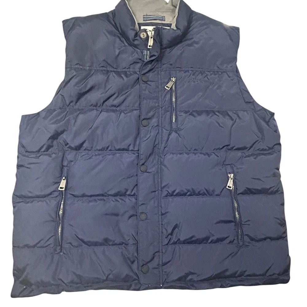 Orvis Essex Men's Navy Full Zip Duck Down Puffer Vest XL Nylon Insulated