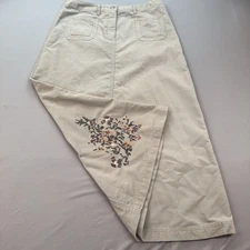 Esprit Skirt Womens 9 Large Beige Corduroy Embroidered Floral A-Line Maxi Boho
