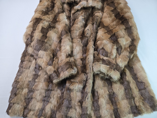 Vintage Brown Fox Fur Striped Gangster Mob Wife Coat Jacket Womens Large L - Picture 8 of 10