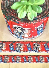 7/8, 1.5 & 3" (1 YD) Blue Dog Christmas Grosgrain Ribbon Character Bluey