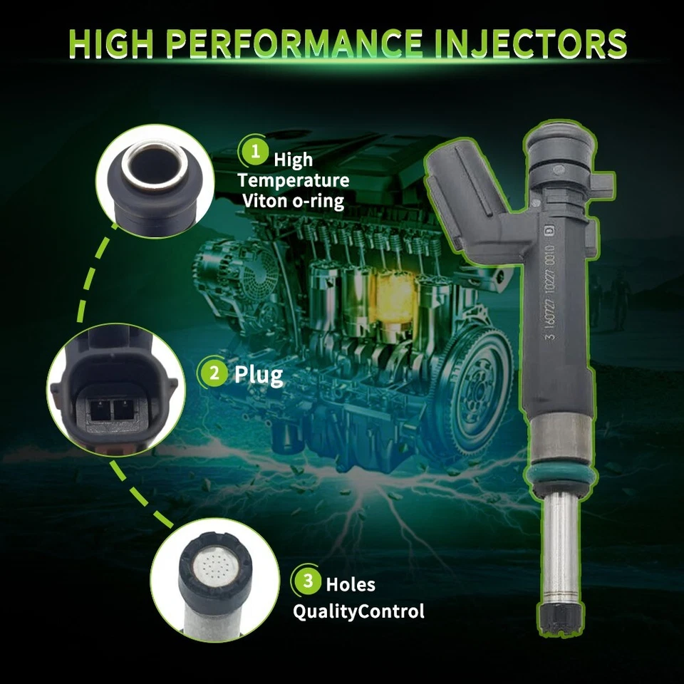 Set of 4 Fuel Injectors For Nissan Versa 12-19 Versa Note 14-16 1.6L 16600-1KT0A - Image 2 of 4