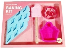 Sunnylife Sweet Tooth Baking Kit 4 Piece Cupcake Mold Cookie Cutter Spatula NIB