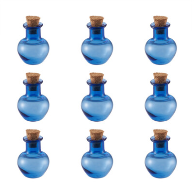 10 Stck. Kleine Mini Glasflaschen Gläser mit Korkstopfen Mehrfarbige Wunschflasche