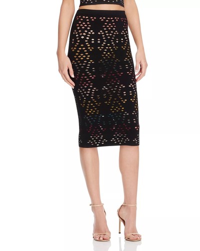 Alice + Olivia Ani lasergeschnittener mehrfarbiger Pointelle-Bleistiftrock