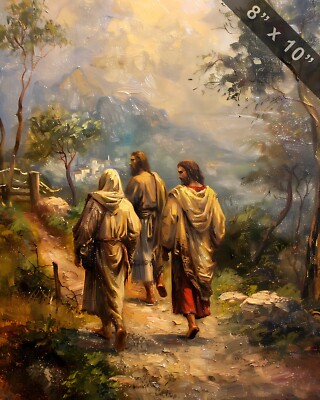 Jesus on the road to Emmaus oil Painting 8x10 Print | eBay