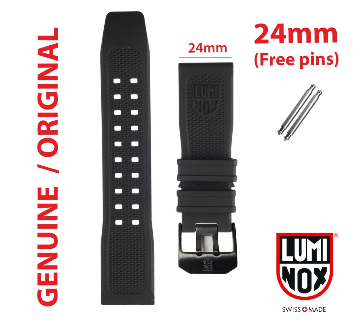 Original Luminox Band 24mm 8840 3740 1000 1550 1520 3250 3800 3120 BLACK BUCKLE