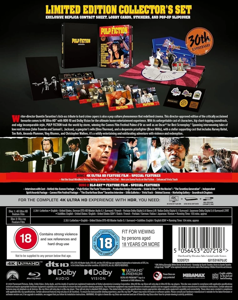PULP FICTION 30TH Anniversary Limited Edition 4k Ultra HD Blu Ray Boxset - image 2 of 2