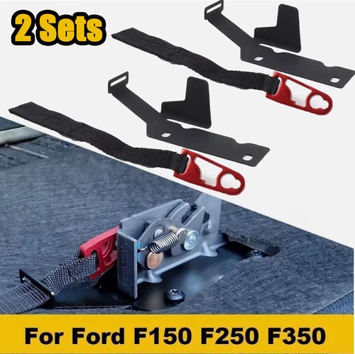 2 Sets Rear Seat Quick Latch Release Kit Black Strap Fit For Ford F150 F250 F350 - Picture 12 of 12