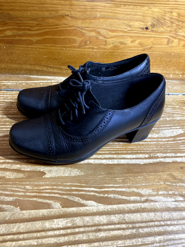 Clarks Bendables Women’s Lace Up Block Heel Black sz 7.5 Classic Comfort Minimal - Picture 6 of 19