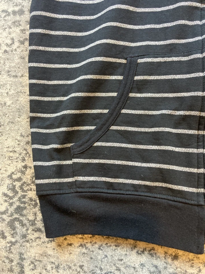 Charles and a Half Para Hombres XL Sudadera con Capucha Chaleco Negro y Gris Rayas Forro Polar Foto 3 de 4