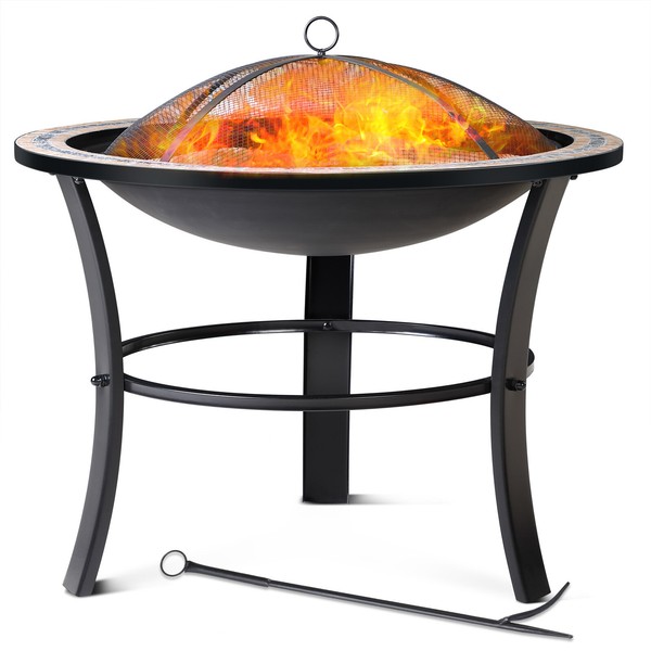 Feuerschale Feuerkorb Feuerstelle Mit Funkenschutz Ø76Cm Garten Grill Outdoor-image