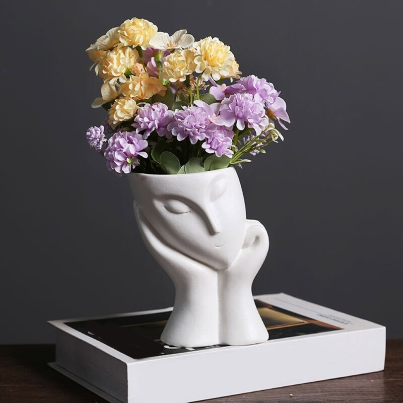 Face Girl Pen Holder Flower Pot Resin Mold Succulent Planter Making