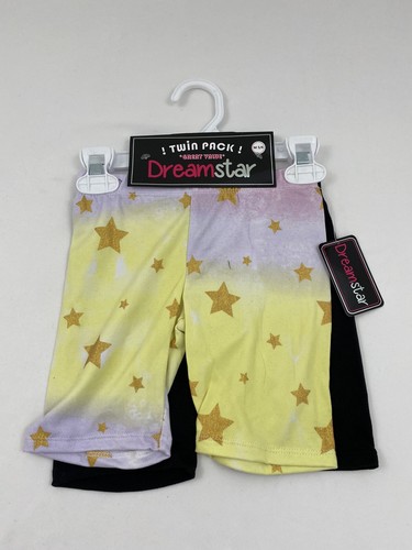 Youth Girl's Bike Shorts -2 Pack, 1 Black & 1 Tie Dye with Gold Stars - Picture 12 of 14