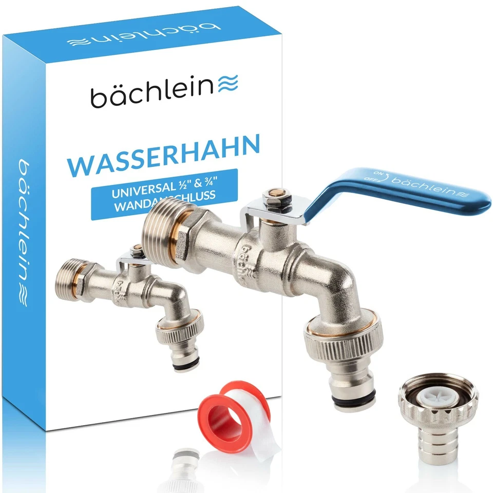 Bächlein Universal Garten Wasserhahn - 1/2, 3/4 oder 1 Zoll Anschluss Kugelhahn