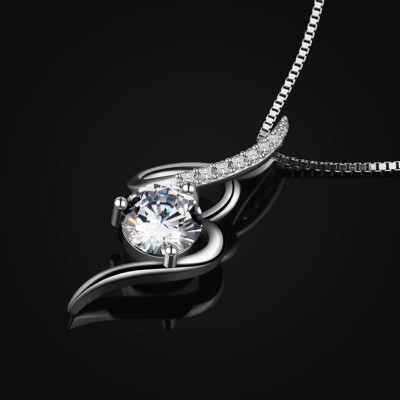 1,50 Kt Rund Diamant Anhänger Braut Hochzeit Halskette Weißgold-Finish 18'' Kette