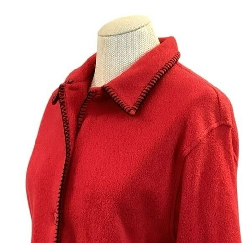 Susan Bristol Fleece Button Tasseled Jacket Womens Small Red - Picture 5 of 10