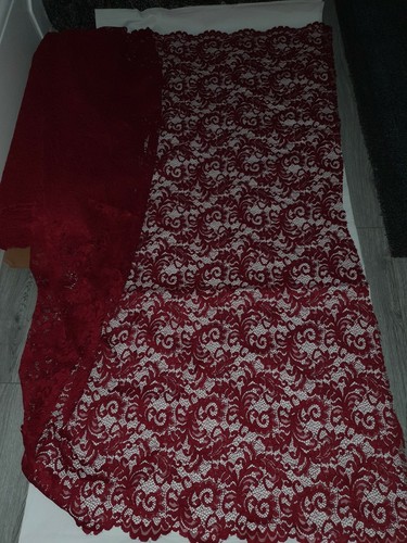 20" weinrot Farbe Gupier Kordel Spitze Schlitz Stretch Blumen Spitze Kleid Stoff 58" - Bild 6 von 6