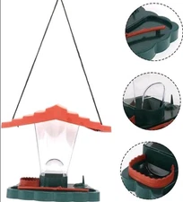 NEW Hanging Plastic Wild Bird Feeder House Tray Seed Birdhouse Perch Water 