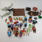 Vintage Toy Playmobil GEOBRA Lot of Figures Accessories 90s Pirates Shark Boat++