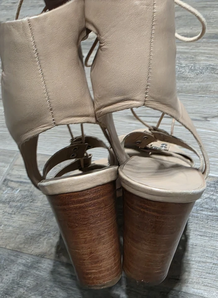 Loeffler Randall Mujer Hana Cuero Tostado Gladiador Bloque Tacones Talla 10 B Foto 4 de 4