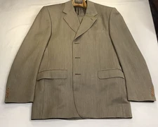 Canali Wool Italy Two Piece Suit Herringbone Blazer (42) & Pants (36x29) Beige