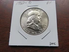 1952 D FRANKLIN HALF DOLLAR 90% SILVER RAW COIN UNC.
