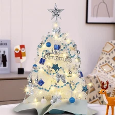 Juegoal White Mini Christmas Tree, 24 Inch/2 FT Lighted Tabletop Artificial Xmas