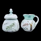 Vintage Northwood Milk Glass Netted Oak Acorn Covered Sugar Bowl Creamer c. 1890