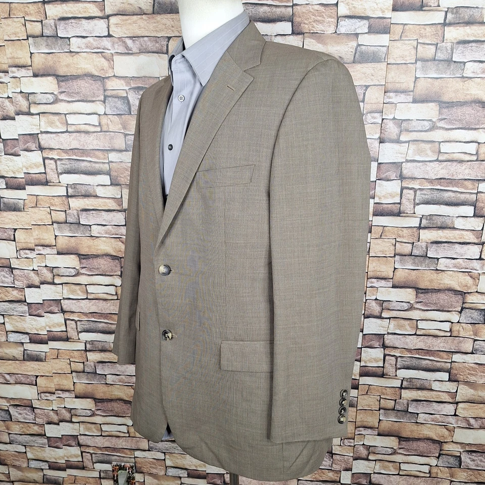Traje Hugo Boss 2 Piezas Para Hombre 42R 36X32 Marrón Claro Lana DV Defecto Foto 2 de 4