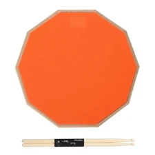 Practice Drum Pad Set, 12 Inch Silent Snare Drum Pad with Drumsticks (Orange)
