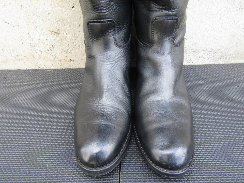 Vintage Black Leather Police Trooper Patrol Pull Riding Mens Boots EU 43 | US 10 - Image 4 of 4