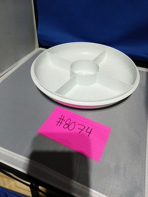 VINTAGE TUPPERWARE 10'' ROUND DIVIDED CHIP & DIP/Veggie TRAY  Gray Color - NO LID