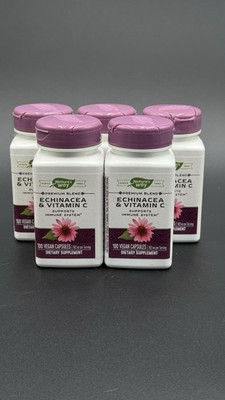 (5) Nature's Way Echinacea & Vitamin C Dietary Supplement 100 Vegan Capsules