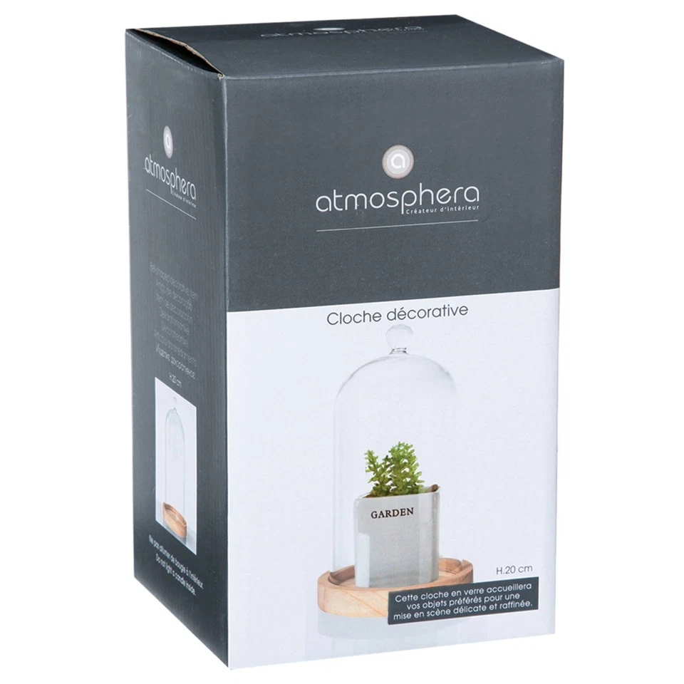 Glasglocke Glaskuppel Holzsockel Glocke Glasdom 19x12 cm modern Dekoration Deko - Bild 2 von 3