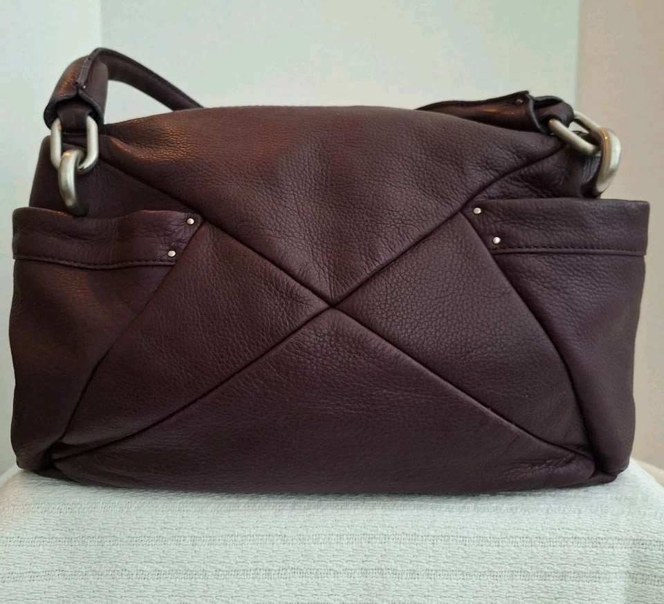 Vintage Calvin Klein Leather Shoulder Bag Dark Burgundy/Silver Hardwear/Hang Tag - Image 3 of 4