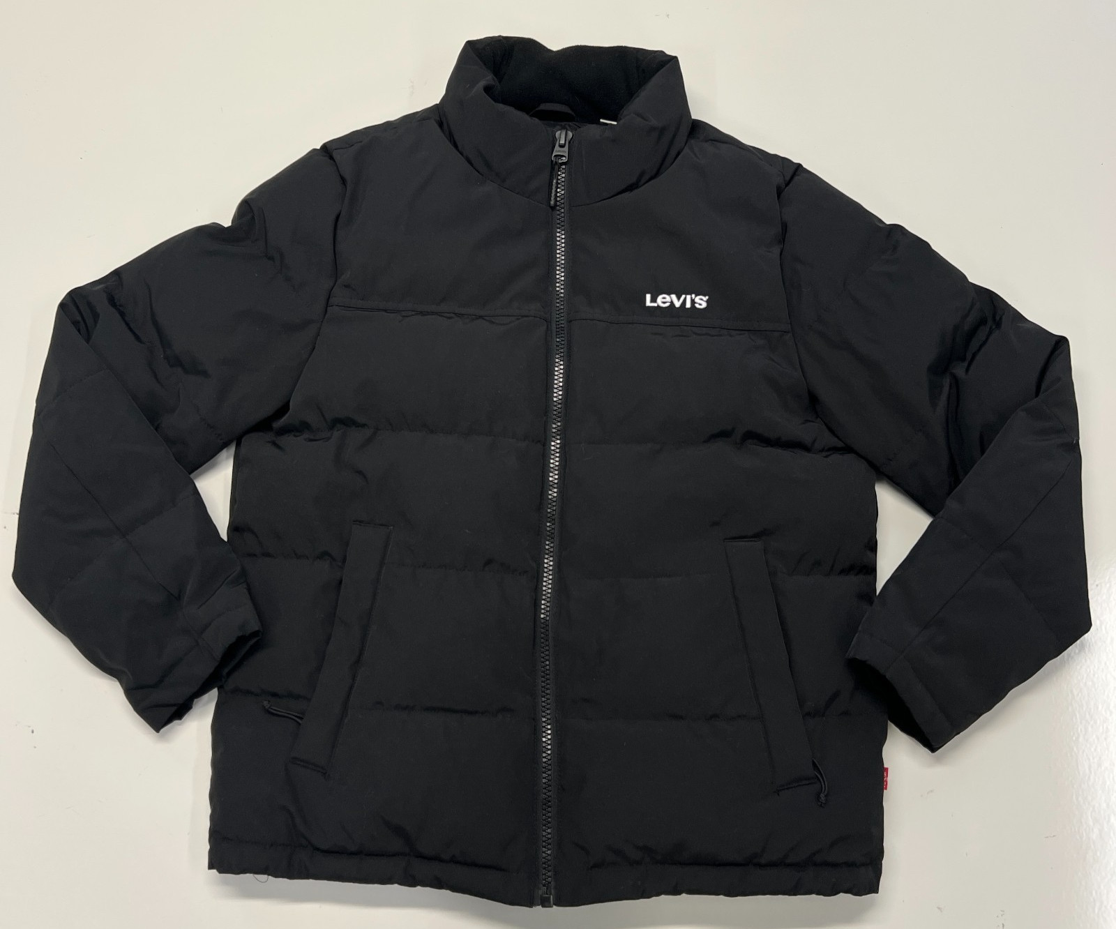 Levi's Men's Black Puffer Jacket Size Medium Full Zip Fleece Lined Winter Coat