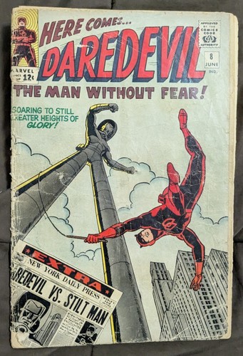 Daredevil 8 1965 1st Stiltman Low Grade Key centerfold detached reader copy