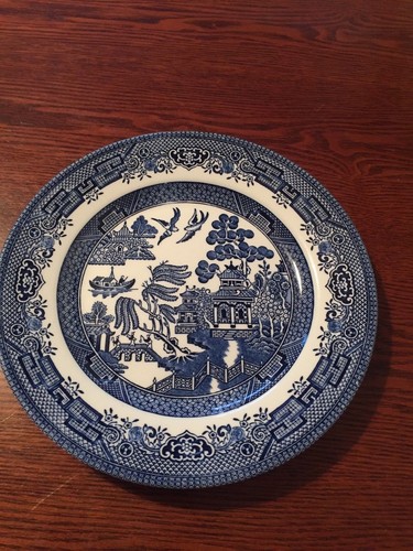4 blue & white willow pattern side plate, by churchill