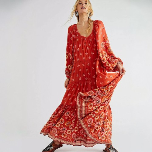 Spell Joni Dress Size S / AU 8-10 / US 4-6 Print Long Sleeve Boho Oversize Maxi - Picture 7 of 14