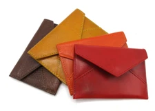 Envelope MINI 3x4" Leather Holds Business Credit Gift Cards Graphic Image RED