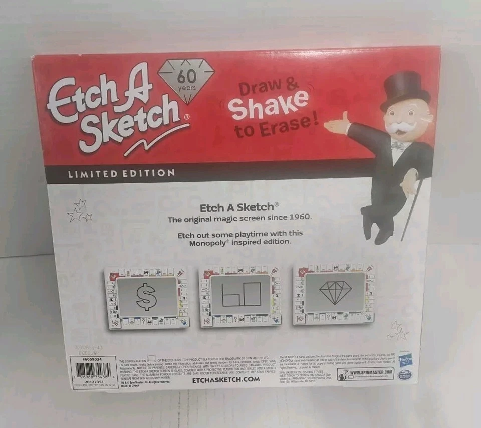 ETCH A SKETCH Monopoly Handheld Game Spin master Drawing Hasbro Board Game - Image 2 of 3