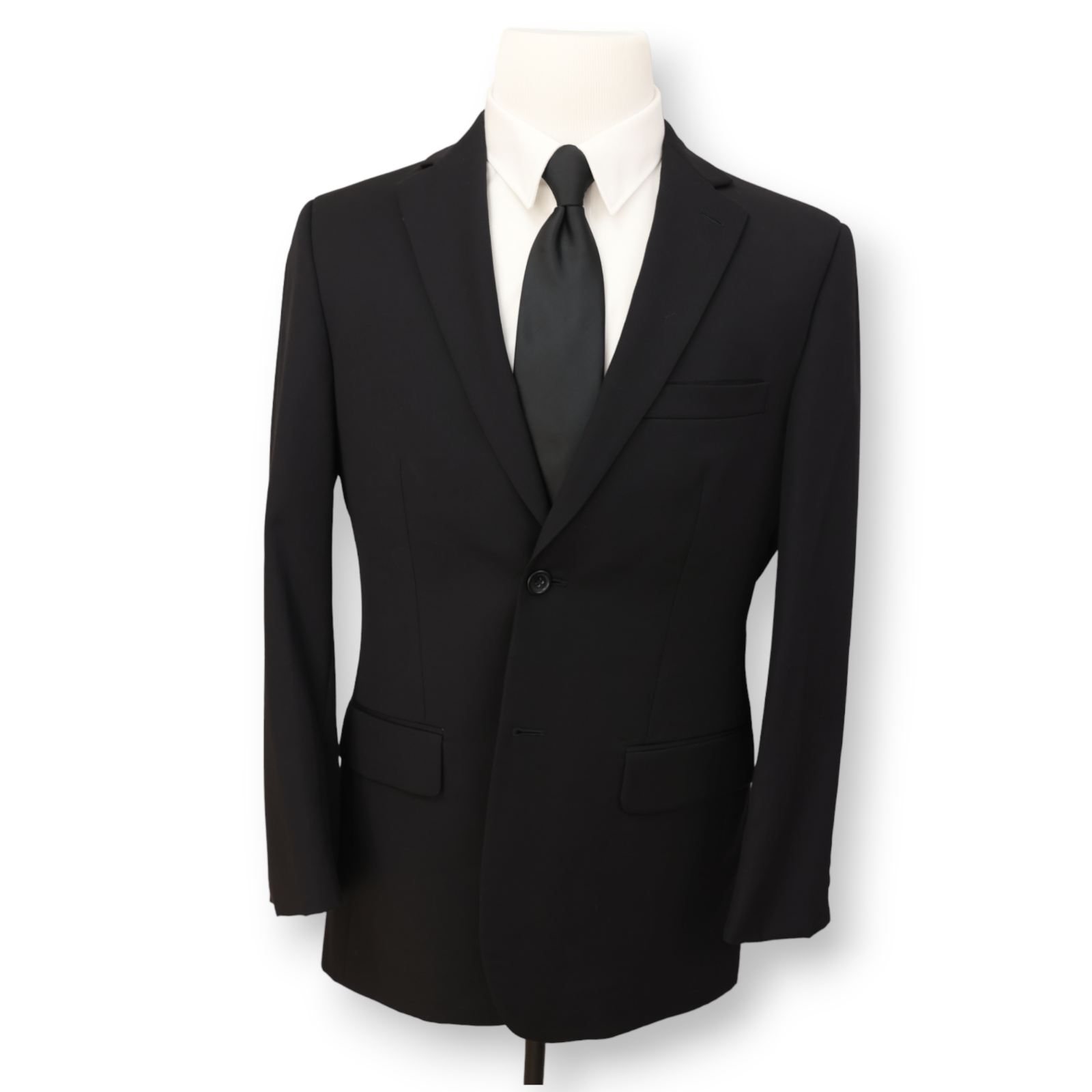 PRONTO UOMO mens solid black 100 WOOL sport coat suit jacket blazer 38