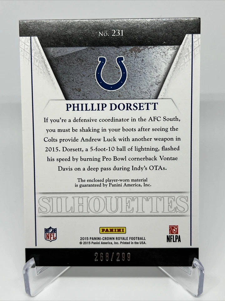 PHILLIP DORSETT 2015 Crown Royale SILHOUETTES JERSEYS #231 (268/299) COLTS NM-M - Image 3 of 4