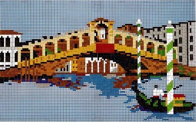 Mini Stecksystem Rialto Brücke ca. 2.000 Teile mit XXL-Steckvorlage Nr. 42134
