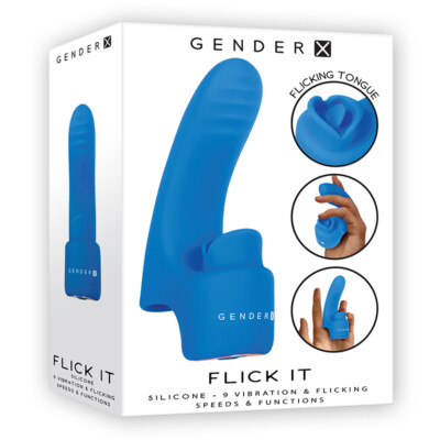 Gender X Flick It Finger Vibrator Flicking Tongue 9 Speeds Rechargeable  Blue