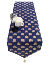 Dopian Jacquard Silk Table Runner Blue 12 X 70 Inch 