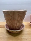 vintage McCoy Pottery pink bamboo planter with attached saucer 5.5” Pastel HTF