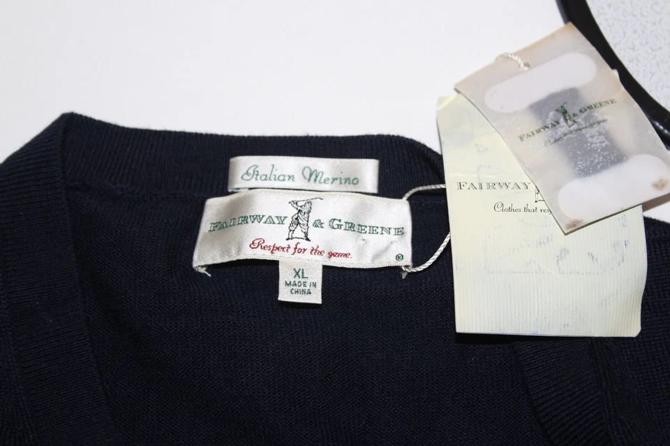 NEW Fairway & Greene V-Neck Pullover Italian Merino Wool Vest Navy Blue Size XL - Image 2 of 4