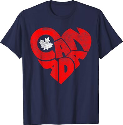 Canada Flag Heart Canadian Roots Americans Love Gift Unisex T-Shirt