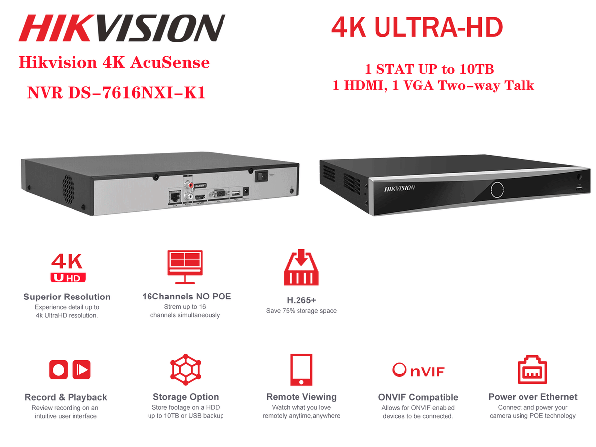 Hikvision 16CH 12MP NVR 8MP ColorVu+IR IP Camera Security System